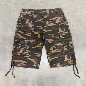 Vintage Ring of Fire Camo Cargo Shorts Baggy Military Style Size 34